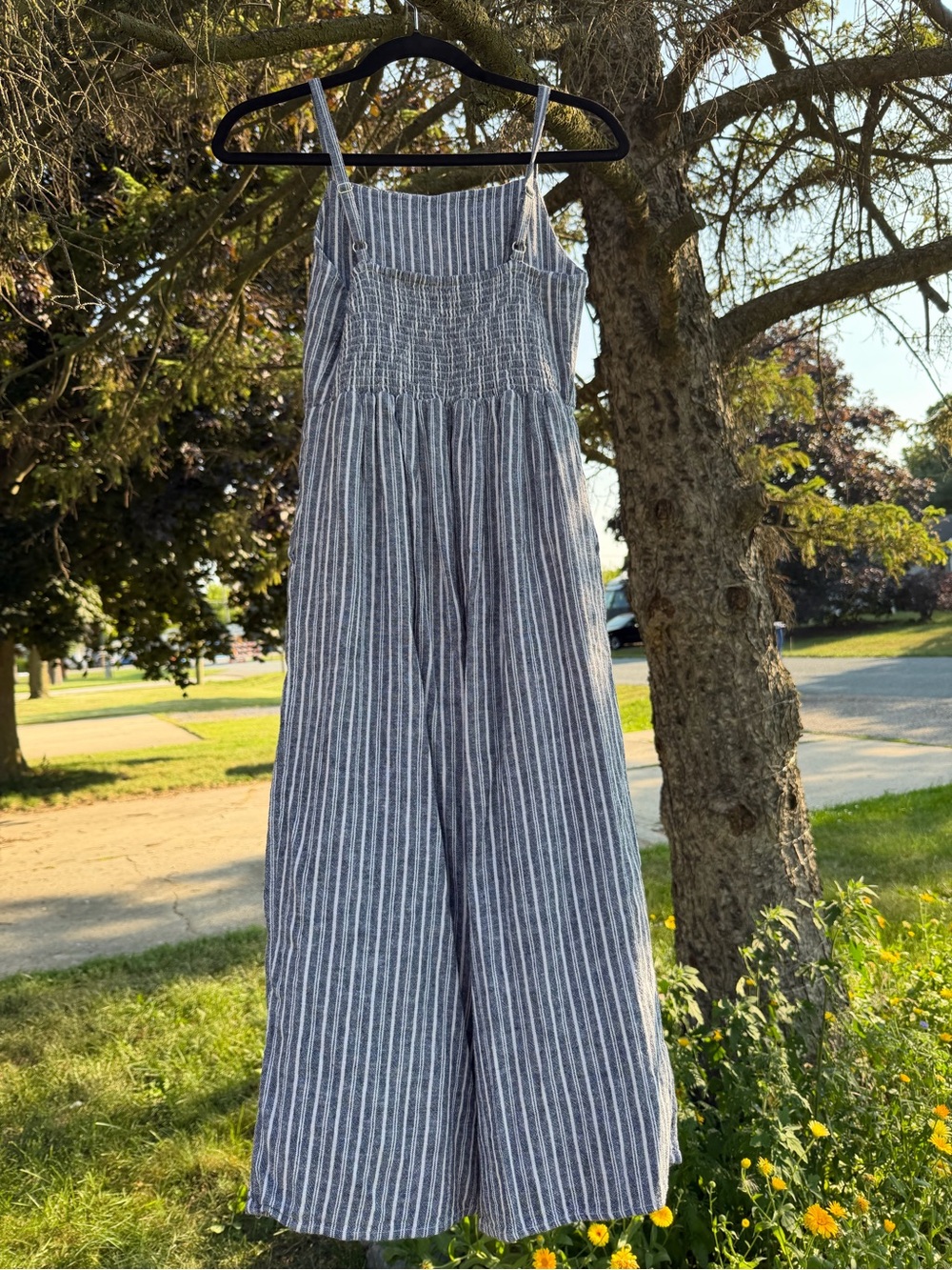 Old Navy navy and White Striped Jumpsuit